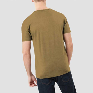 T-shirt pour homme à blocs de couleur, manches courtes, col rond, coupe classique, décontracté, tricoté, avec bordure contrastante, design uni, 100% coton, manches courtes - Product Image 6