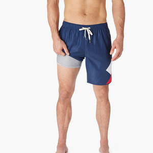 Men's Navy Blue Solid Board Shorts Quick Dry <b>Elastic</b> Waist Casual Swimwear 100% Nylon Waterproof Eco-Friendly - Product Image 3
