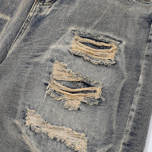 Shorts en jean déchirés pour hommes très demandés, lavables, respirants, en coton de haute qualité, taille haute, coupe droite, décontractés, été - Product Image 5