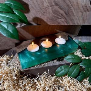 Support de bougie carré en bois et résine, marbré, pour bougie chauffe-plat, pot à bougie de table, décoration d'intérieur, ornement pour mariage et fête - Product Image 1