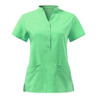 Unisex yüksek kalite kısa kollu hastane fırçalayın üst özel Logo hemşire üniforması tıbbi fırça