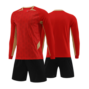 เสื้อฟุตบอลคอกลมดีไซน์ใหม่ ระบายอากาศได้ดี ผลิตจากโพลีเอสเตอร์ 100% พร้อมกางเกงขาสั้น-ชุดฟุตบอลสำหรับผู้ชาย สามารถสั่งทำชื่อ เบอร์ และโลโก้ได้ - Product Image 6