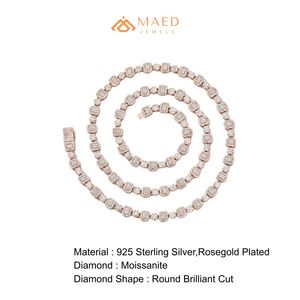 Collier en moissanite plaqué or rose, bijoux fantaisie, chaîne à maillons pour femmes et hommes, cadeau élégant, bijoux fins de New York, NYC, États-Unis - Product Image 6