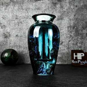 Vase à fleurs en résine époxy fait main, décoration moderne rustique en bois, bleu, taille et logo personnalisables, cadeau de déménagement - Product Image 6