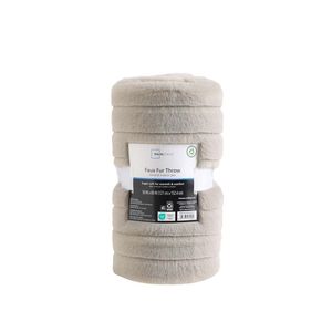 Coperta in Finta Pelliccia a Righe Beige 50x60 Pollici per Adulti e Adolescenti - Product Image 5