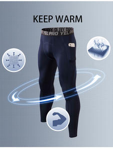 Professional Men's Winter Performance Compression Pants –Secure Side Pocket <b>Fleece</b>-<b>Lined</b>, Breathable Athletic <b>Leggings</b> - Product Image 3