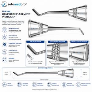 Mini Dental Premium No. Instrumento de Colocación de Composite, Instrumento Restaurador de Acero Inoxidable, OEM Zetomed Pro - Product Image 2