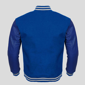 Chaqueta Varsity Negra para Hombre con Mangas de Cuero PU Azul, Cuello Camisero, Corte Regular, Estilo Preppy, Ropa de Otoño - Product Image 6
