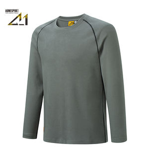 Durable Windproof Solid Knitted Sporty Blank Men's Spandex Polyester Neck <b>Long</b> Sleeve T-Shirt Anti-Abrasion Anti-UV Breathable - Product Image 4