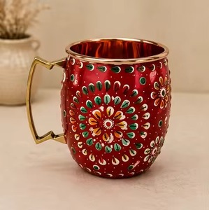 Mug Moscow Mule en cuivre violet personnalisé, peint à la main, écologique, de qualité supérieure, avec motif floral en relief, en métal massif, style chope à bière de luxe - Product Image 6
