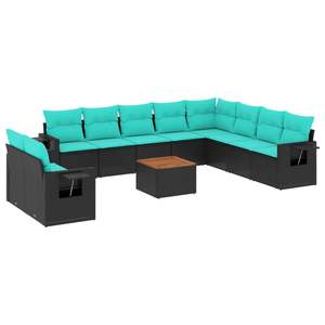 Juego de Sofás de Patio de 11 Piezas en Poliratán Negro con Cojines, Muebles Elegantes para Exteriores - Product Image 2