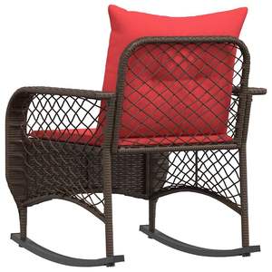 Silla Mecedora de Patio de Ratán PE Marrón, Acero con Recubrimiento en Polvo y Poliéster para Uso en Jardín - Product Image 6