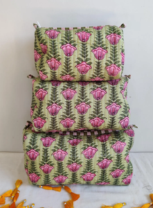 Handmade Cozy Large Zipper Reusable Eco-Friendly Lightweight Foldable Indian Hand Block Printed Floral Pattern Durable <b>Case</b> - Product Image 5