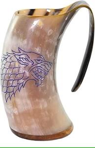 Mug en corne naturelle fait main classique, tasse rustique pour bière et café, cadeau traditionnel de style viking pour bar - Product Image 3