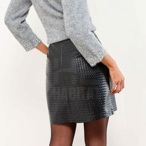 Jupes en cuir pour femmes, jupe crayon marron pour femmes, jupe en velours côtelé au-dessus du genou pour le bureau, jupe classique beige en coton taille haute pour secrétaire - Product Image 4