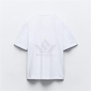 เสื้อยืดผู้หญิงสีขาวลายกราฟิกนามธรรม แขนสั้น คอกลม ผ้าฝ้าย 100% ทรงหลวม สวมใส่สบาย พิมพ์ลายฤดูร้อน - Product Image 4