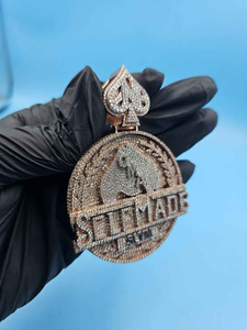 Self Made Coin Pendant Iced Out Hip Hop Bling Necklace Luxury Diamond Look Statement Jewelry Gift - Product Image 5