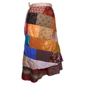 Indian Magic <b>Wrap</b> <b>Skirt</b> Patch Work Vintage Style <b>Wrap</b> <b>Skirts</b> for Girls/Women SW208 Boho Stylish Multi Color Patch Women <b>Skirts</b> - Product Image 3