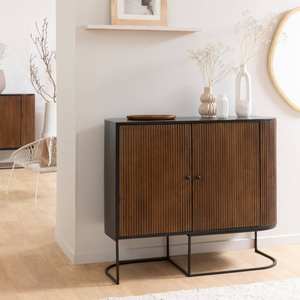 Aparador redondo Vandana Radiant Optima en madera de mango y metal Ysé - Product Image 1