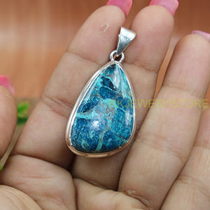 Collar con Colgante de Shattuckita Azul Grande de Primera Calidad Natural, Colgante de Plata de Ley 925, Regalo de Joyería para Esposa - Product Image 6