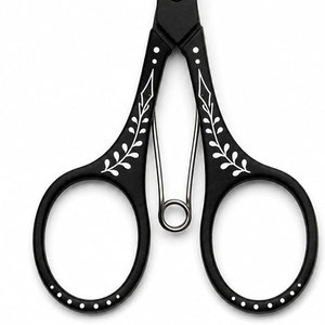 Ciseaux à cheveux professionnels en acier inoxydable, lame tranchante, pour droitiers, manche noir avec motif feuille, pour la coiffure - Product Image 5