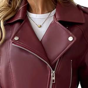 Nouvelles vestes bomber en cuir véritable pour femmes, col zippé bordeaux, logo personnalisé, style vintage, hiver, respirantes et imperméables, vente en gros RTS - Product Image 6