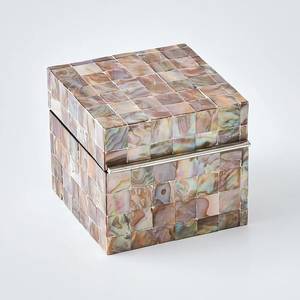 Handcrafted Mother Of Pearl Mosaic Jewelry Box Set Square Stackable Storage <b>Boxes</b> For Bedroom Decorative <b>Trinket</b> Organizer - Product Image 3