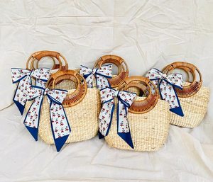 Sac à main de plage en jacinthe d'eau brodé, ensemble sac à main et chapeau en jacinthe d'eau brodés sur mesure, vêtements de plage artisanaux d'été. - Product Image 4
