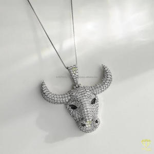 Designer Animal <b>Head</b> Pendant Necklace With Moissanite Diamonds Solid Silver Iced Out Streetwear Jewelry <b>Style</b> - Product Image 1