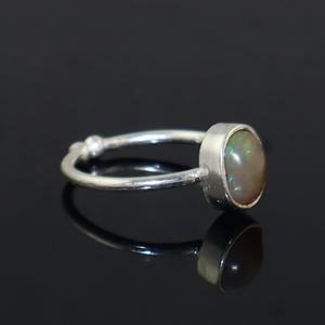 Anillo Ajustable de Plata de Ley 925 con Ópalo de Fuego Etíope Natural, Forma Ovalada, Joyería para Mujeres y Niñas, Estilo Real - Product Image 2