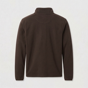 Dumela Men's <b>Brown</b> Quarter Zip <b>Fleece</b> Pullover With White Logo Front Print Regular Fit Casual Autumn Wear - Product Image 2