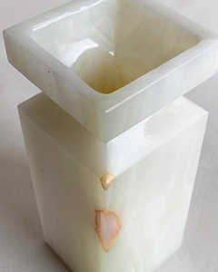 Vase décoratif en onyx, pierre naturelle, décoration de luxe pour la maison, ouverture carrée, vase à fleurs moderne pour table - Product Image 3