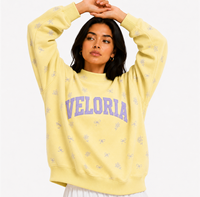 Fabricant OEM ODM – Sweat-shirt personnalisé Veloria à col montant pour femme, avec manches à carreaux et appliqué lettres, coupe oversize