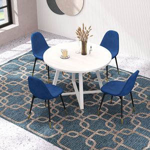 Set da Pranzo Rotondo Evatt in 5 Pezzi, Elegante Tavolo Blu con 4 Sedie per Sala da Pranzo - Product Image 1