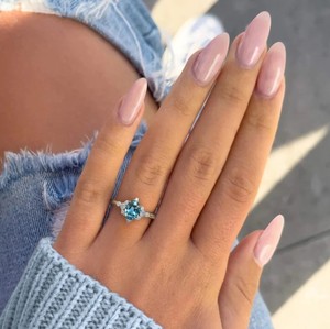 Luxury 2Carat Blue Moissanite Gold Plated 14K <b>925</b> Sterling <b>Silver</b> Carlotta Oval Cut Bridal Engagement <b>Ring</b> - Product Image 3