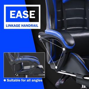 Sedia da Gaming Ergonomica in Pelle PU con Altezza Regolabile e Ruote per Ufficio o Videogiochi - Product Image 4