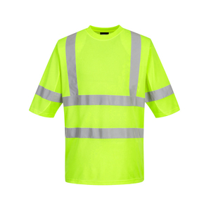 Camiseta de alta visibilidad con cinta reflectante, camiseta de trabajo, camisetas de seguridad para trabajadores de la construcción. - Product Image 1