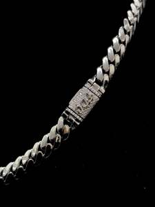 8mm Custom <b>Name</b> Cuban <b>Chain</b> 925 Silver Lab Grown Diamond Iced Out Lock Box Necklace VVS Pass Diamond 3.5ctw Personalized 64g - Product Image 2