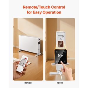 1500W Electric Panel Heater Convection Space Heater Remote Touch <b>Control</b> 3 Modes 24H Timer Wall Mount <b>Stand</b> 3 Target Audience - Product Image 3