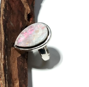 Natural Australian Opal Doublet Multi Fire Ring, Solid 925 Starling Silver Ring Adjustable Ring For Girls & Women - Product Image 5