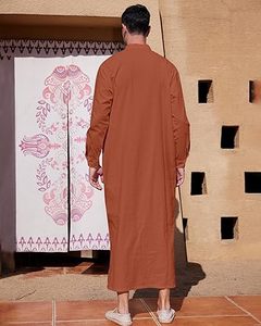 New Arrival Muslim <b>Men</b> Long Sleeve Clothing <b>Thobe</b> High Quality Soft Polyester <b>Thobe</b> Saudi Arab Collar <b>Men</b> Jubba <b>Thobe</b> Private - Product Image 4
