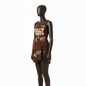 ชุดอาบน้ำผ้าโพลีเอสเตอร์ผสมสแปนเด็กซ์เนื้อนุ่ม ระบายอากาศได้ดี 220 GSM สีน้ำตาล พร้อมปักโลโก้ตามสั่ง สำหรับผู้หญิง - Product Image 4