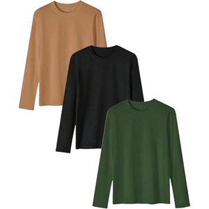 เสื้อยืดแขนยาวพิมพ์ลายกราฟิกสำหรับผู้ชาย แพ็ค 3 ตัว พิมพ์ลายตัวอักษร คอกลม สวมใส่สบายๆ ทุกวัน - Product Image 1