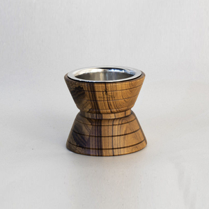 Quemador de incienso de madera Hourglass, forma redonda moderna, soporte para incienso árabe Oud con taza de carbón metálica extraíble para uso con incienso. - Product Image 1