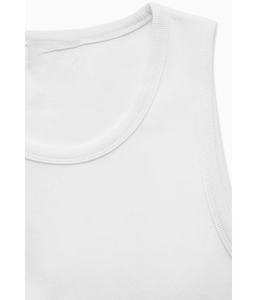 Débardeur côtelé blanc pour homme 100 % personnalisé, coupe ajustée, col ras du cou, en coton, avec impression de logo personnalisée - Product Image 5