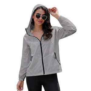 Hooded Windbreaker Jacket Zipper Closure Casual Winter Knitted Quick Dry Nylon Outerwear Unisex Loose Fit - Product Image 3