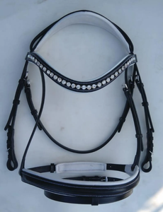 Bridon de cheval en cuir pleine fleur de qualité supérieure avec têtière anatomique rembourrée de Divine International India - Product Image 5