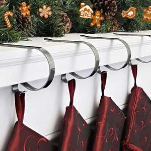 Iron Christmas <b>Stocking</b> <b>Holder</b> Set of 5: Fireplace Mantel Hooks feltsocks - Product Image 5