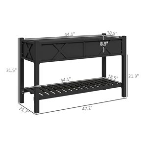 Fioriera Rialzata da Giardino per Donne, 47 x 22 x 31,5 Pollici, in Legno, con Ripiano Portaoggetti, Fori di Drenaggio e Rivestimento, Nera - Product Image 3
