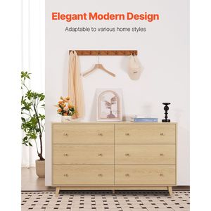 Cassettiera Moderna Minimalista a 6 Cassetti in Legno con Dispositivo Antiribaltamento Scorrevole, Soluzione di Archiviazione per Armadio - Product Image 2